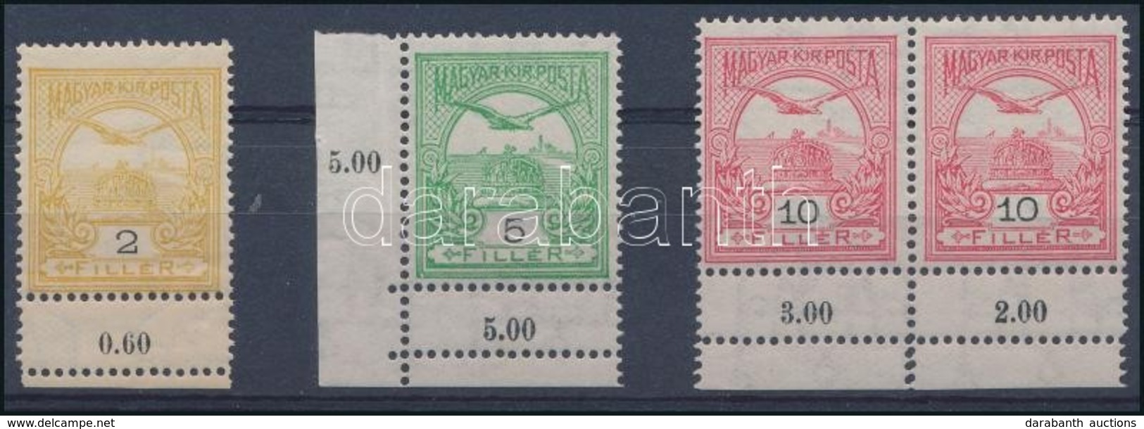 * 1908 Turul 2f, 5f és 10f Pár Dupla Fogazással / With Double Perforations Below - Sonstige & Ohne Zuordnung