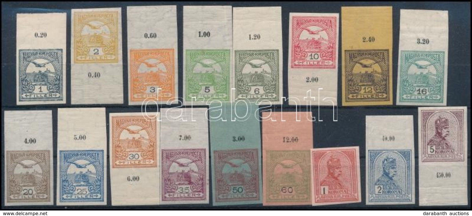 ** 1909 Turul Vágott Sor (180.000) / Mi 91Y-107Y Imperforate Set - Sonstige & Ohne Zuordnung