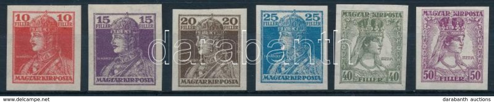 ** 1918 Károly-Zita Vágott Sor (10.000) / Mi 213-218 Imperforate Set - Sonstige & Ohne Zuordnung