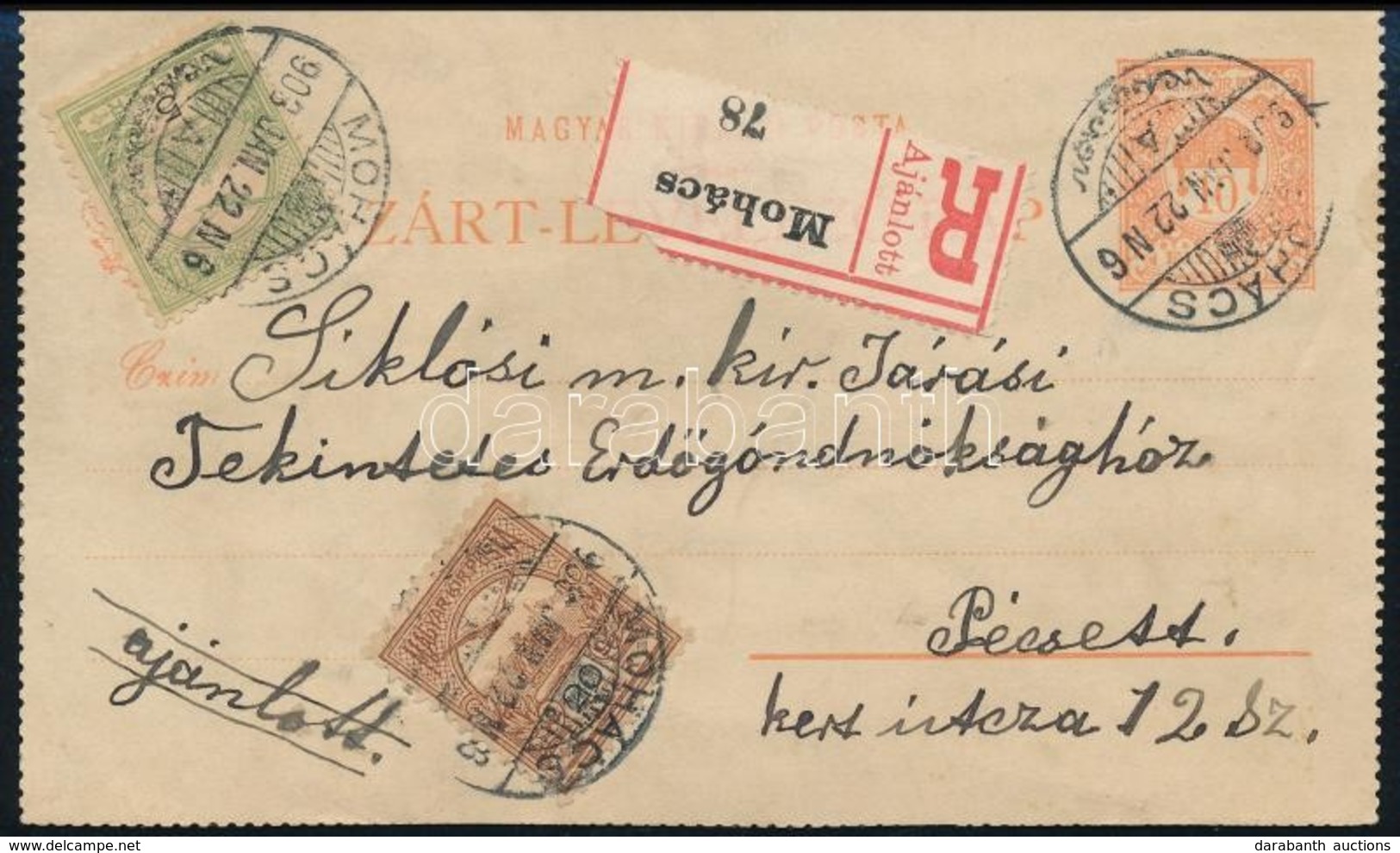 1903 Ajánlott Díjjegyes Zárt Levelezőlap 25f Díjkiegészítéssel / Registered PS-cover Card With 25f Additional Franking - Sonstige & Ohne Zuordnung