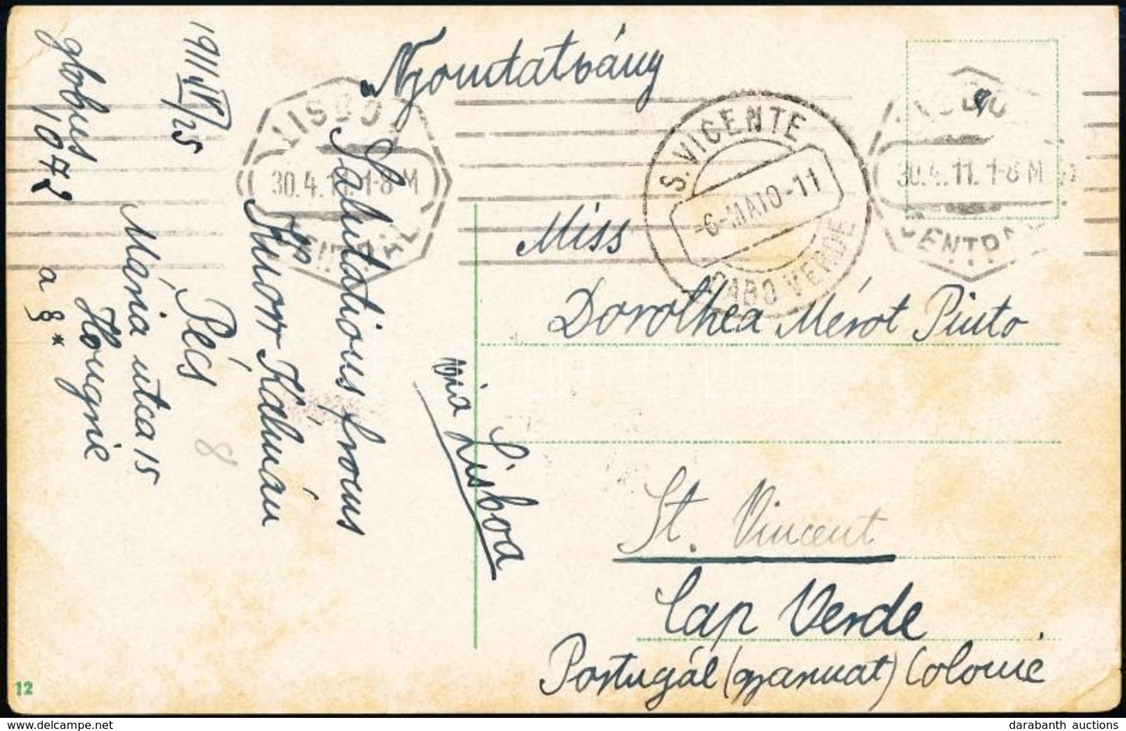 1911 Képeslap A Zöldfoki Szigetekre. Ritka Destináció! / TCV -postcard To Cabo Verde. Rare Destinacion! - Sonstige & Ohne Zuordnung