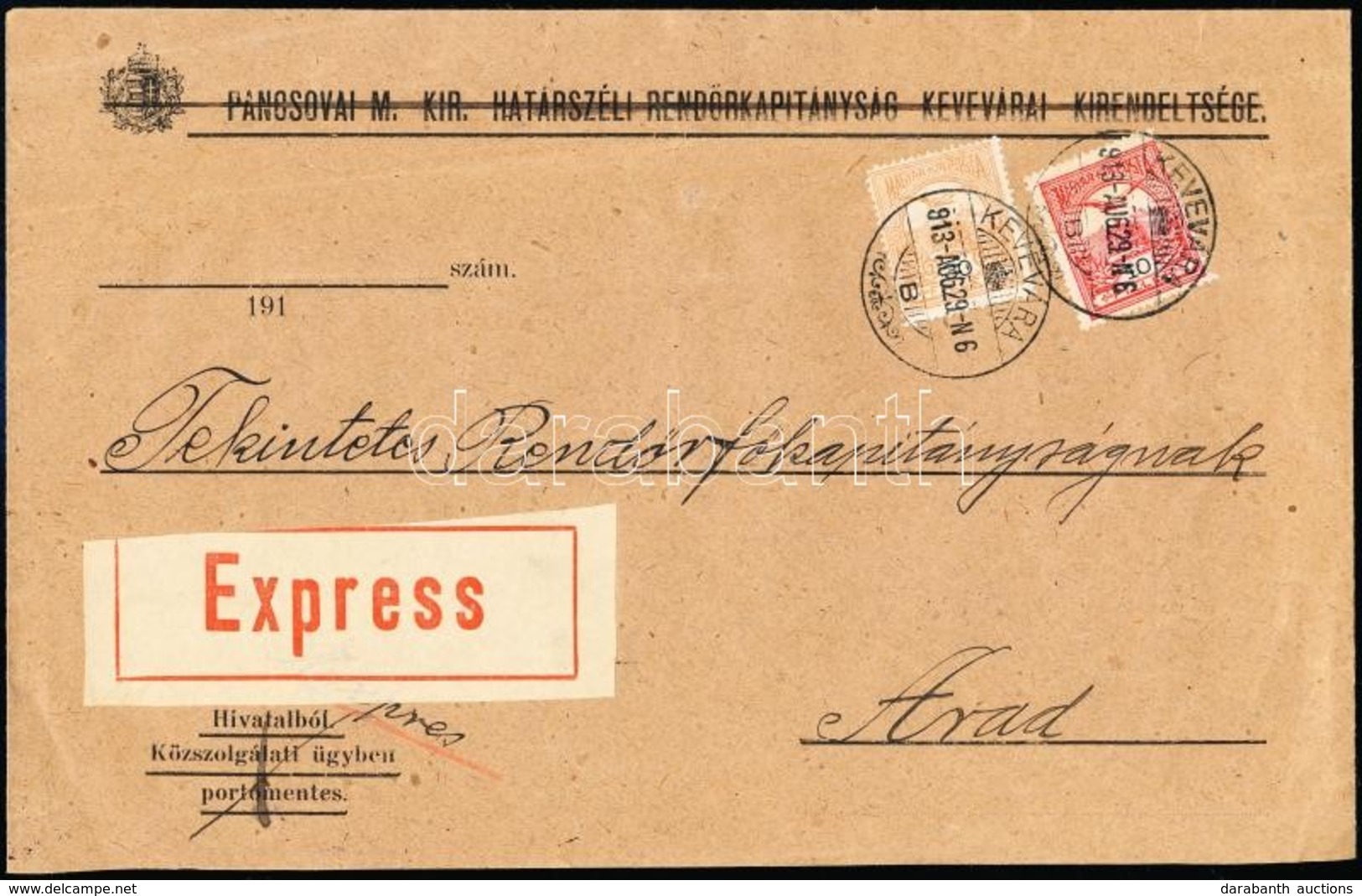 1913 Expressz Levél Keveváráról Aradra / Express Cover - Sonstige & Ohne Zuordnung