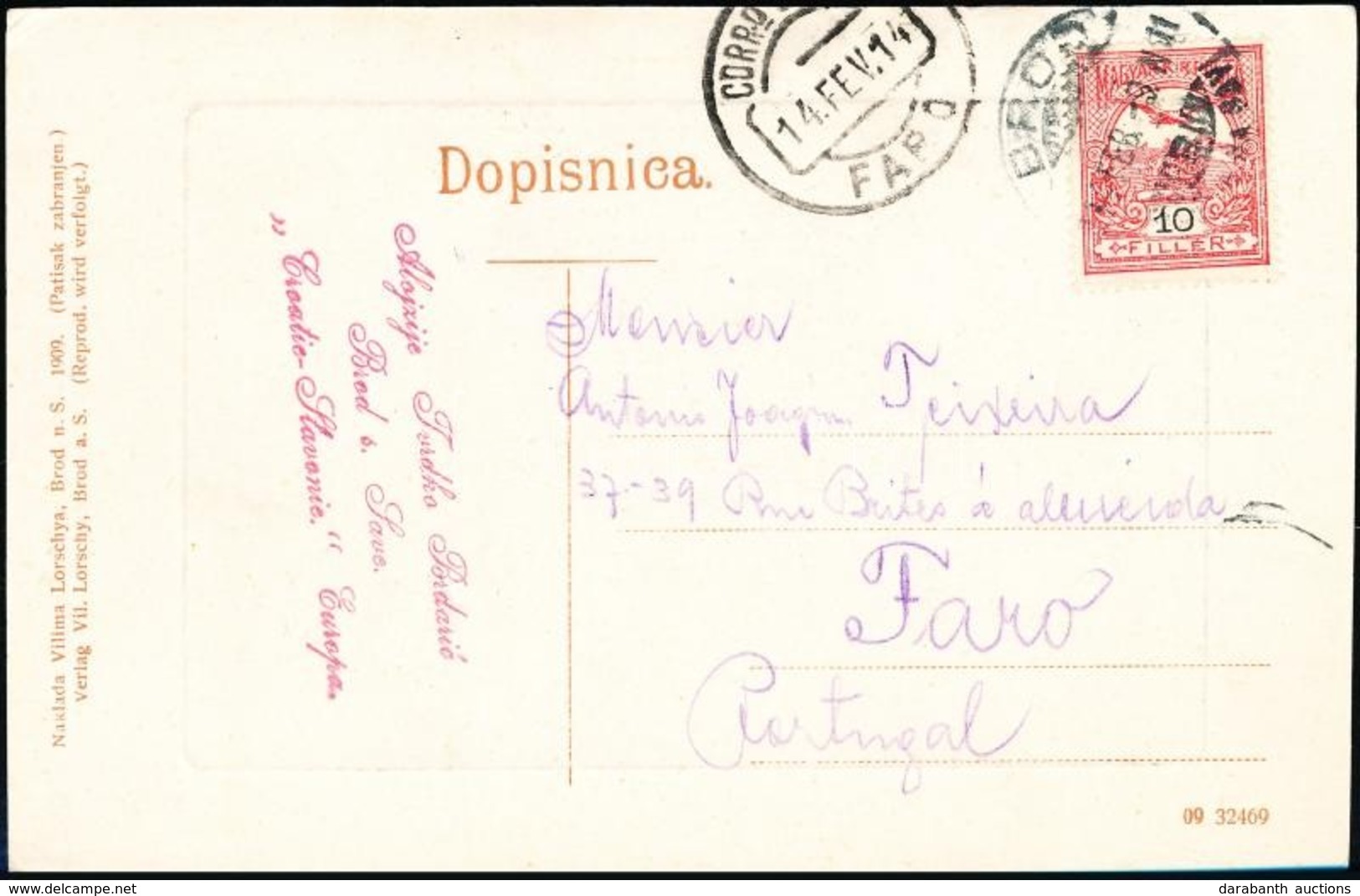 1914 Képeslap A Portugáliai Faroba / Postcard To Faro, Portugal - Autres & Non Classés