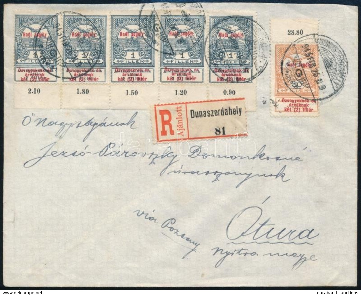 1915 Ajánlott Levél 6 Bélyeges Bérmentesítéssel Óturára / Registered Cover - Sonstige & Ohne Zuordnung