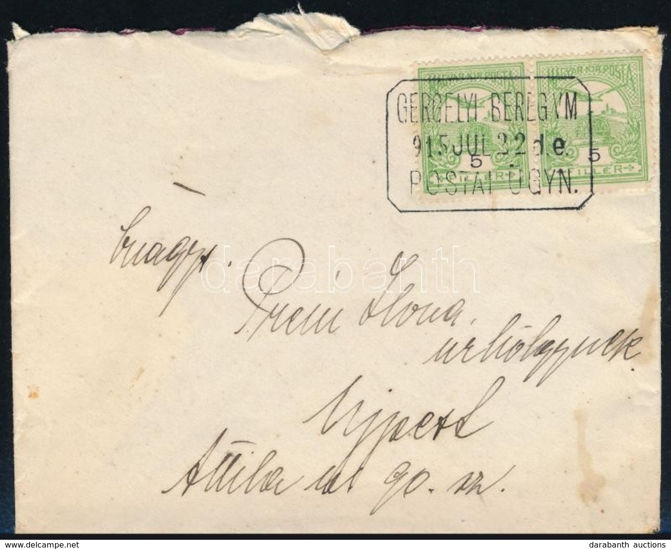 1915 Levél GERGELYI Postaügynökségi Bélyegzéssel / Cover With Postal Agency Postmark - Sonstige & Ohne Zuordnung