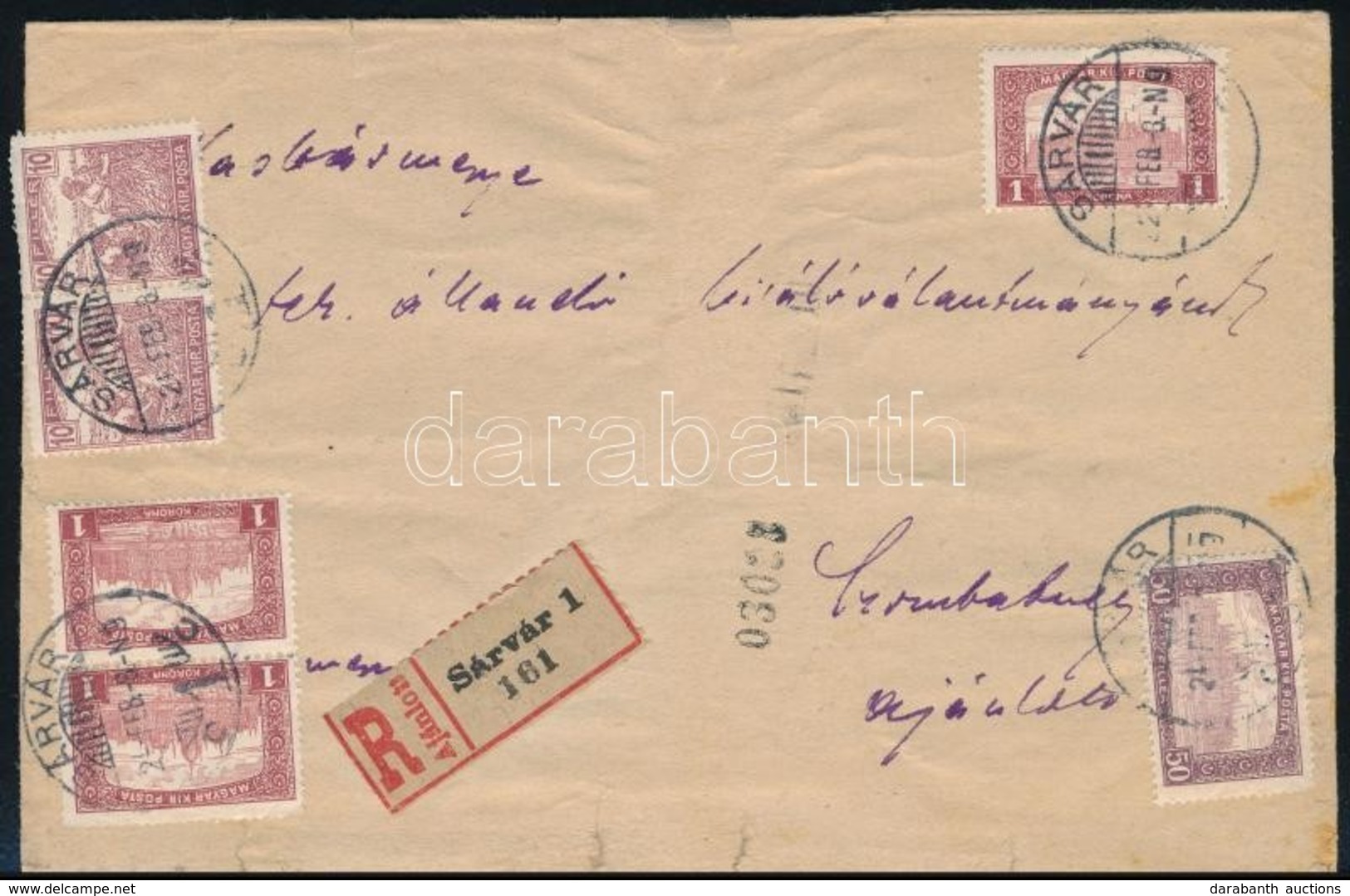 1921 Ajánlott Levél Sárvárról Szombathelyre / Registered Cover - Autres & Non Classés