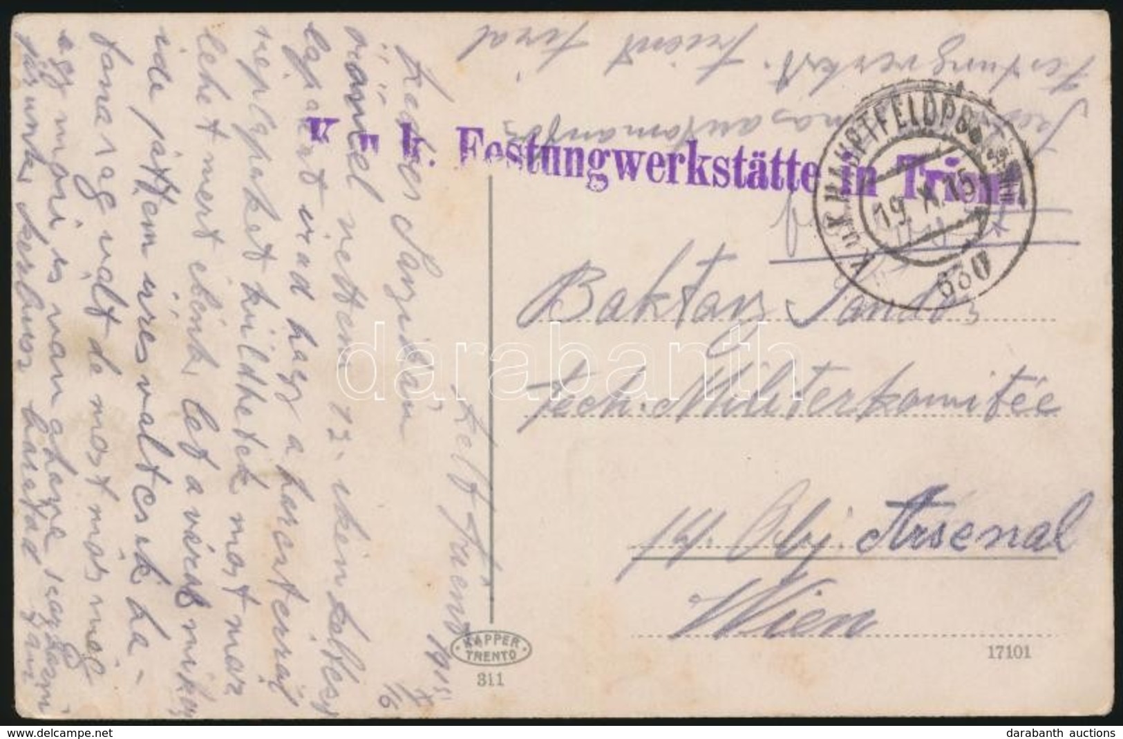 1915 Tábori Posta Képeslap / Field Postcard 'K.u.K. Festungwerkstätte In Triest' + 'HP 630' - Sonstige & Ohne Zuordnung