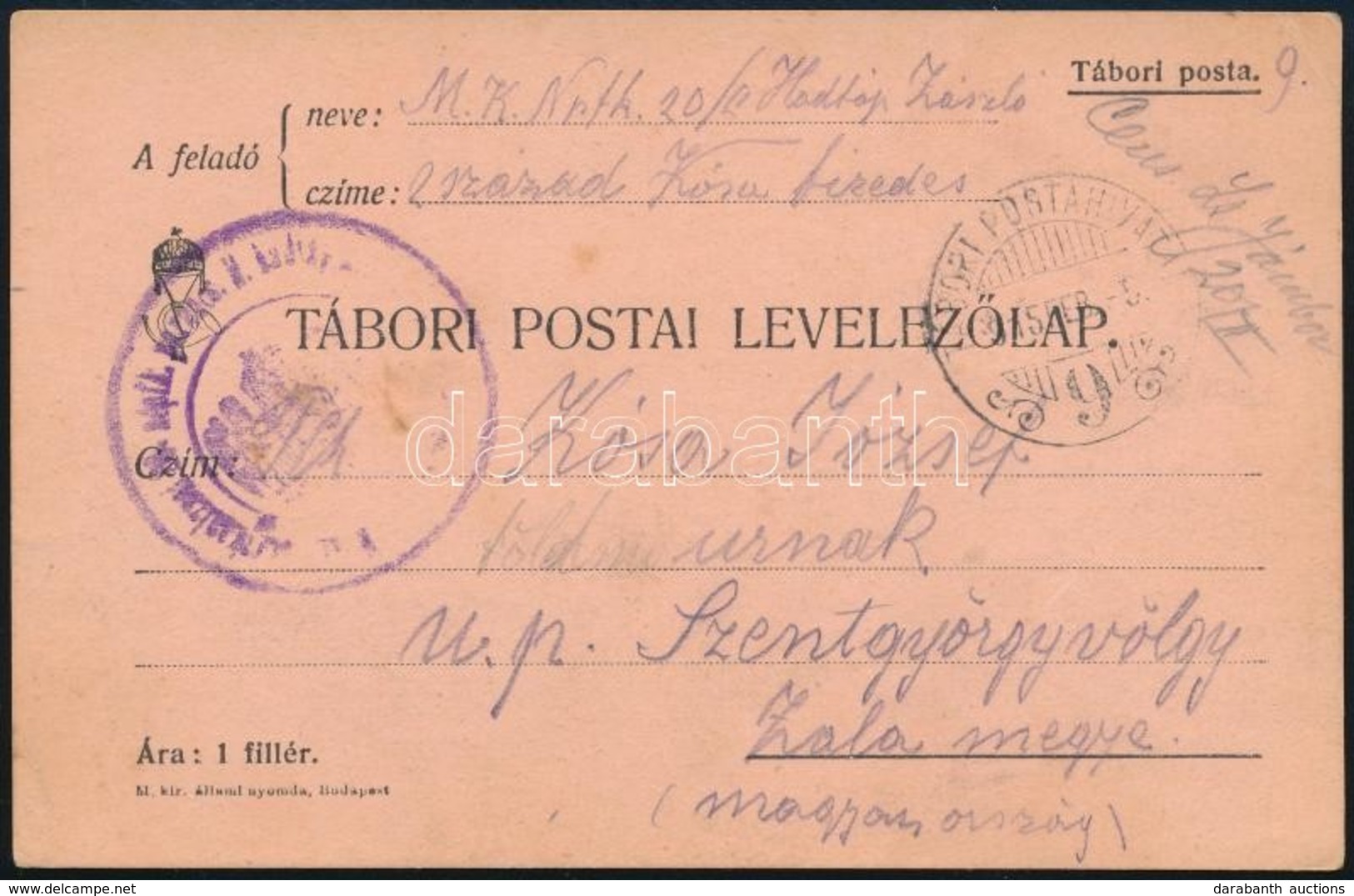 1915 Tábori Posta Levelezőlap / Field Postcard 'TP 9' - Sonstige & Ohne Zuordnung