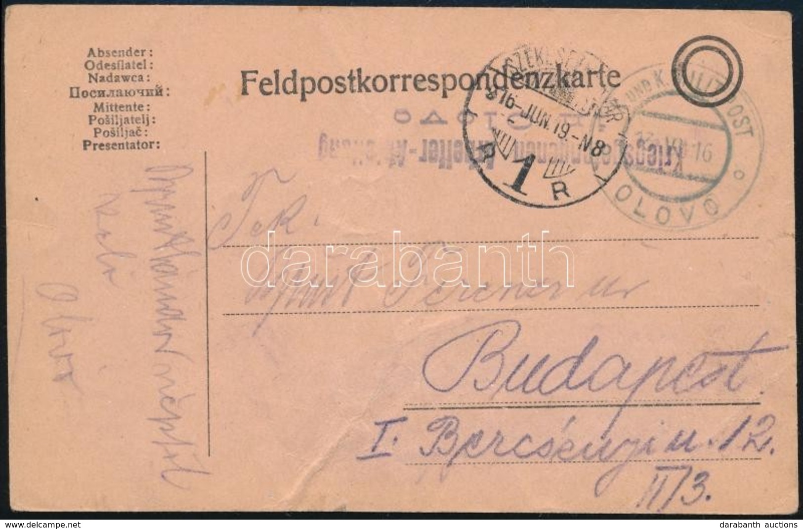 1916 Tábori Posta Levelezőlap Bosznia-Hercegovinából / Field Postcard From Bosnia And Herzegovina 'Kriegsgefangenen Arbe - Sonstige & Ohne Zuordnung