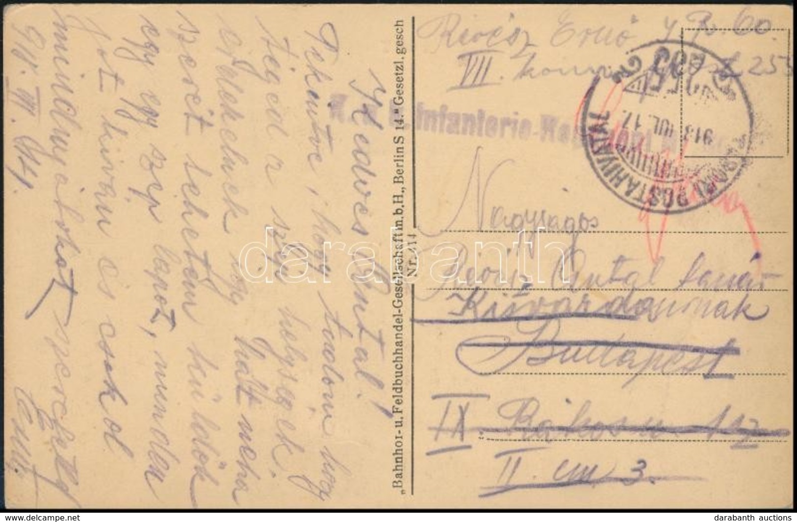 1918 Tábori Posta Képeslap (Odessa) / Field Postcard  'K.u.k. Infanterie-Regiment' + 'TP 255' - Sonstige & Ohne Zuordnung