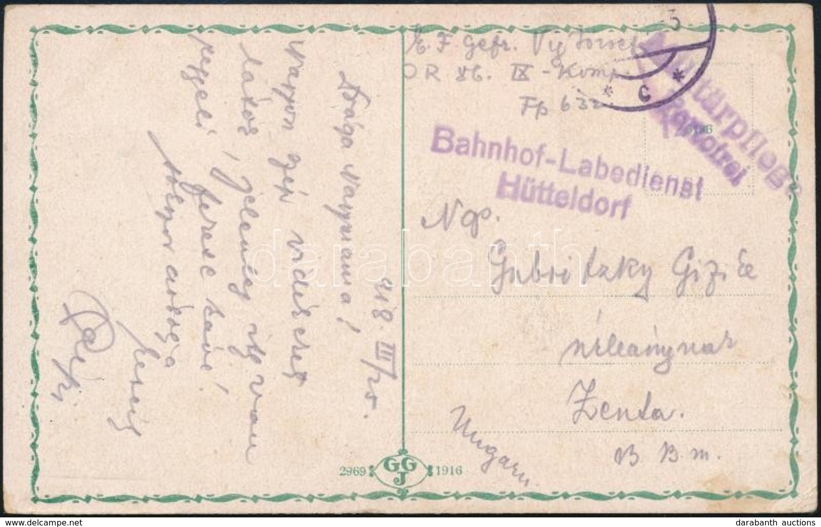 1918 Tábori Posta Képeslap / Field Postcard 'Bahnhof-Labedienst Hütteldorf' - Sonstige & Ohne Zuordnung