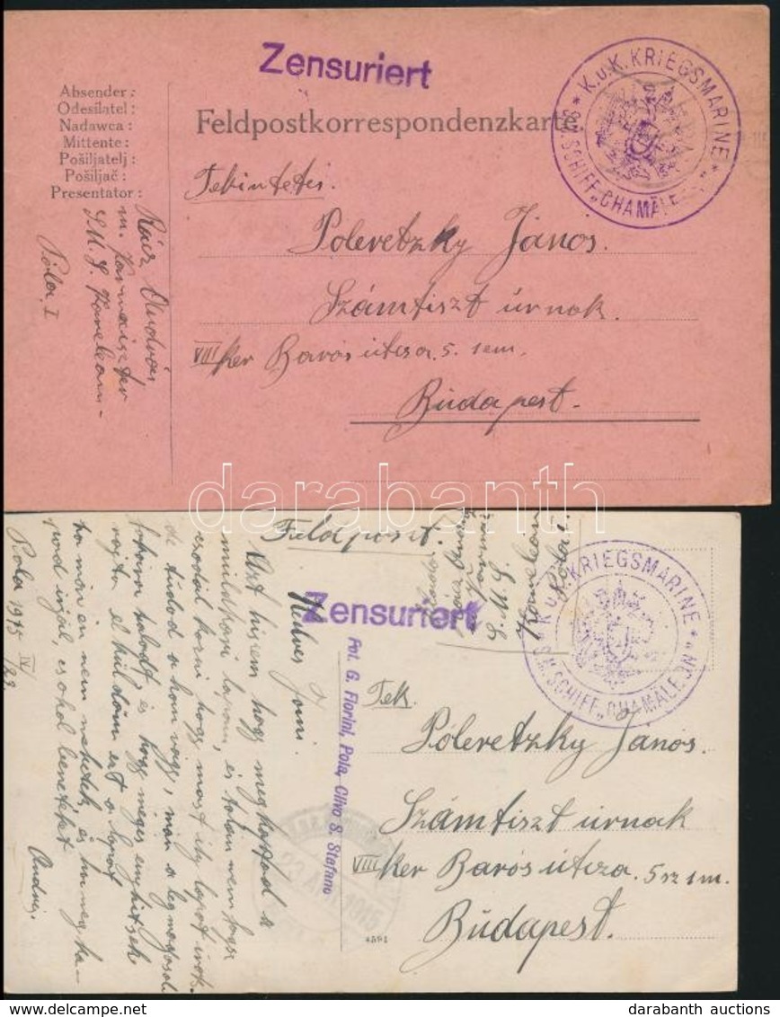 1915 2 Db Tábori Posta Küldemény Aknarakó Hajóról / Field Cover And Postcard 'S.M.SCHIFF CHAMÄLEON' - Autres & Non Classés