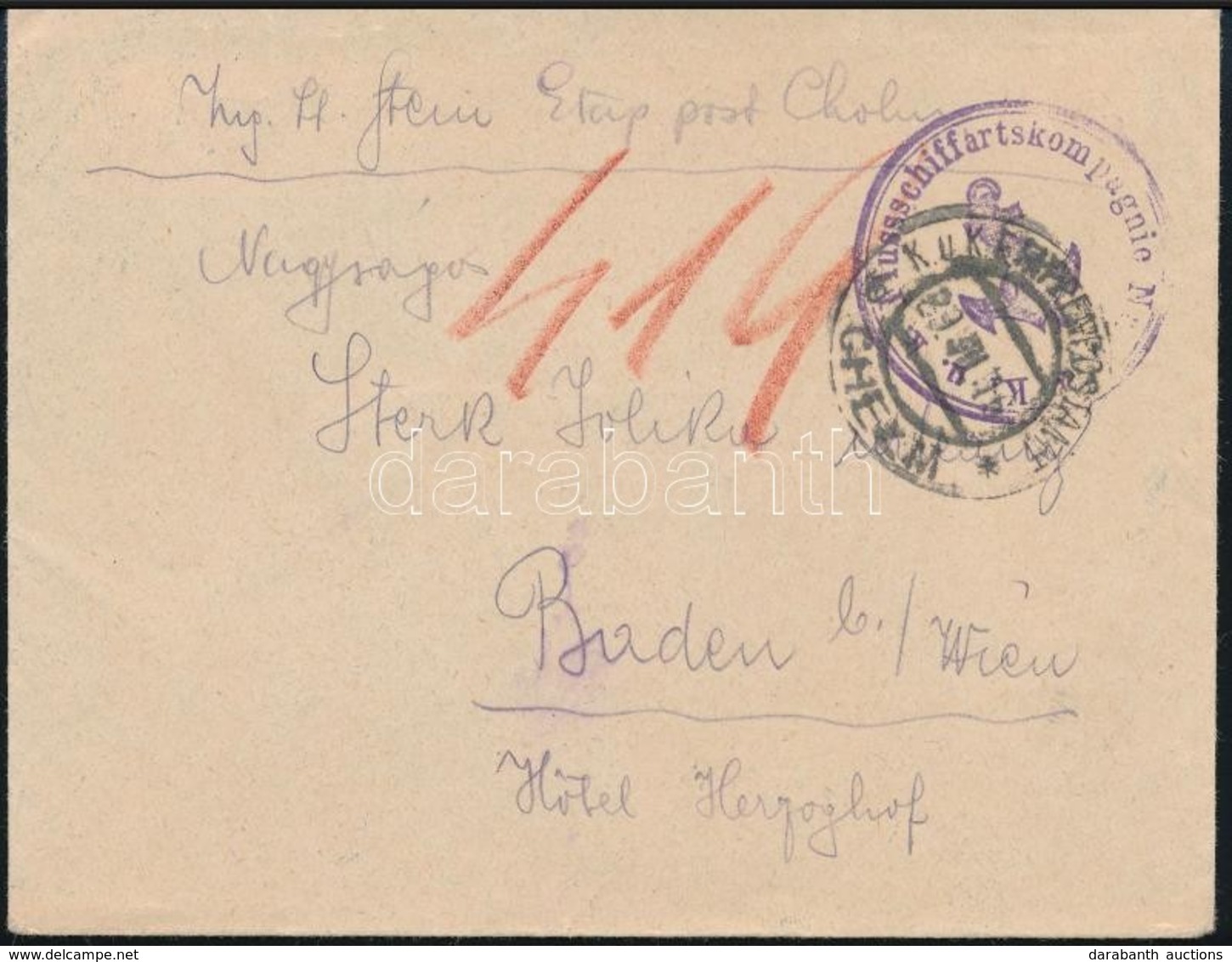 1916 Tábori Posta Levél Horgonyt ábrázoló Bélyegzéssel / Field Post Cover 'K.u.k. Flussschiffartskompagnie' + 'EP CHELM  - Autres & Non Classés