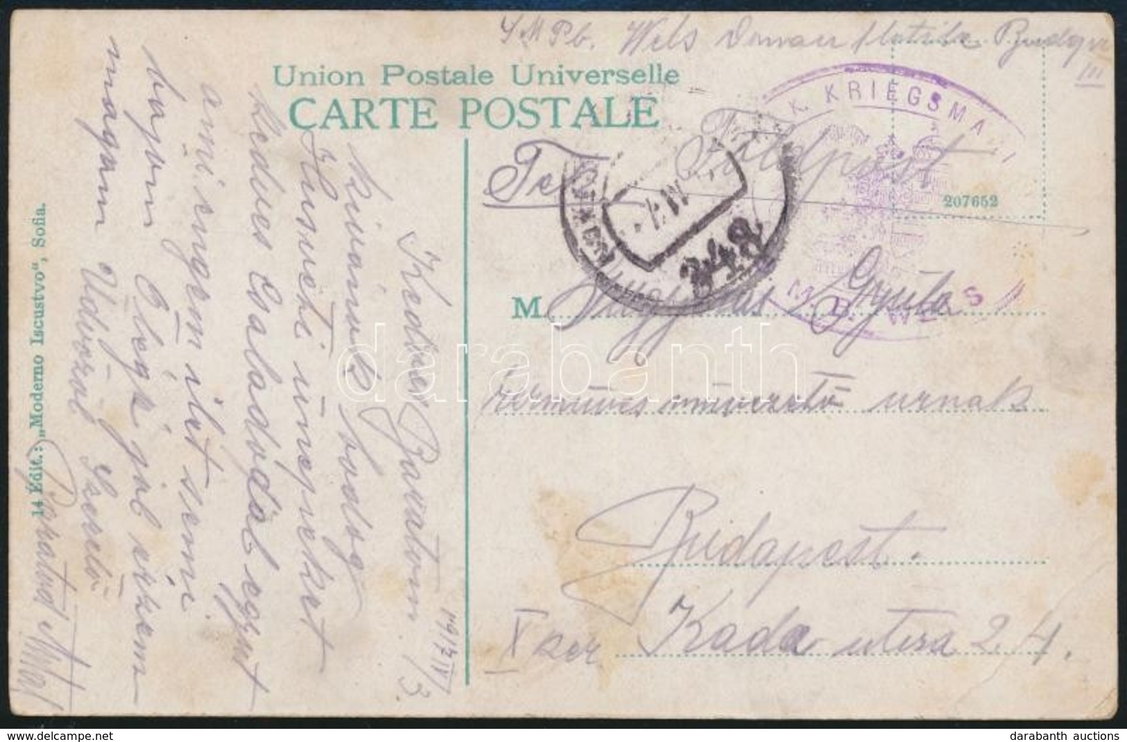 1917 Tábori Posta Képeslap Dunai Flottilla őrhajóról / Field Postcard 'S.M.B. WELS' + 'EP 348' - Autres & Non Classés