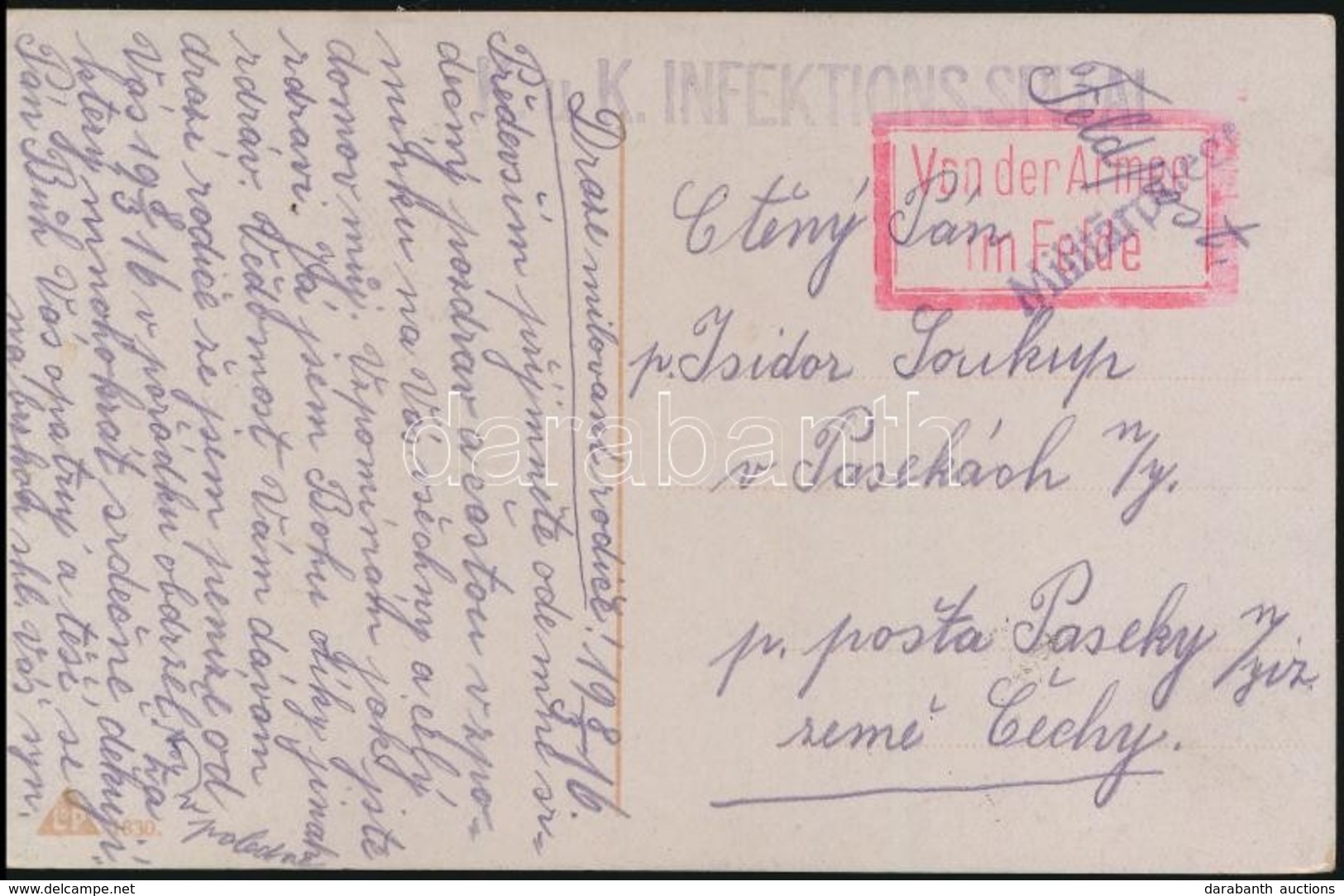1916 Képeslap Járványkórházból / Postcard 'K.U.K. INFEKTIONS SPITAL' - Autres & Non Classés