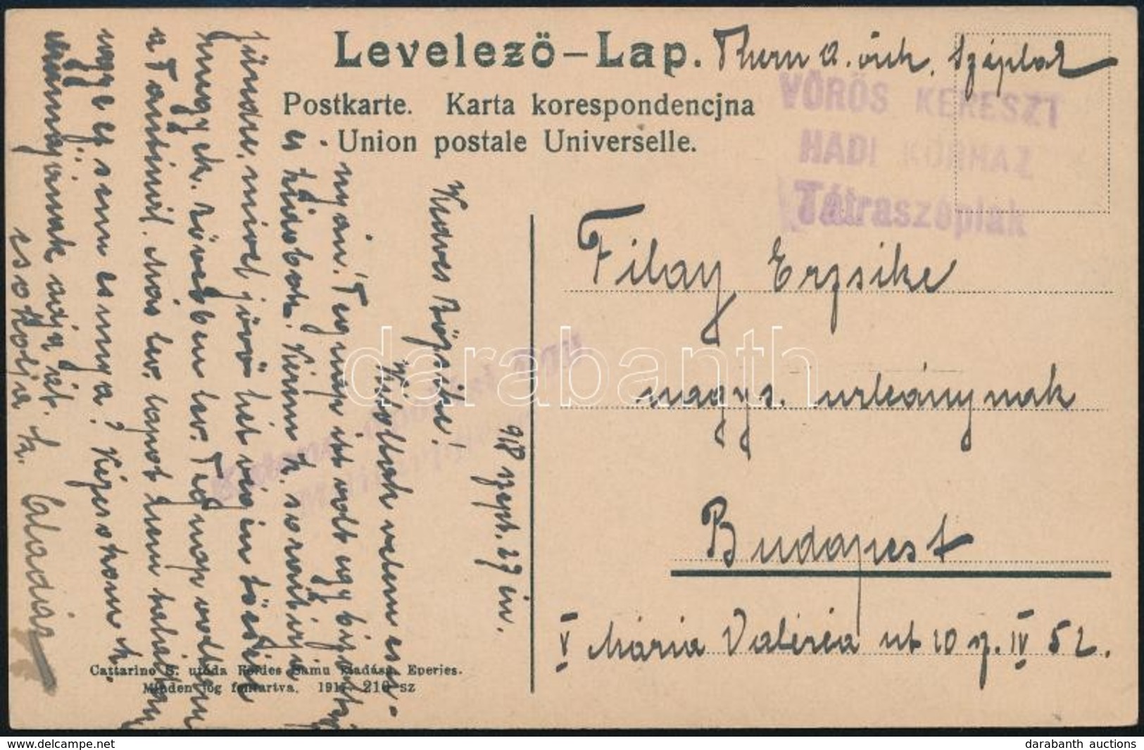 1918 Tábori Posta Képeslap / Field Postcard 'VÖRÖSKERESZT HADIKÓRHÁZ Tátraszéplak' - Autres & Non Classés