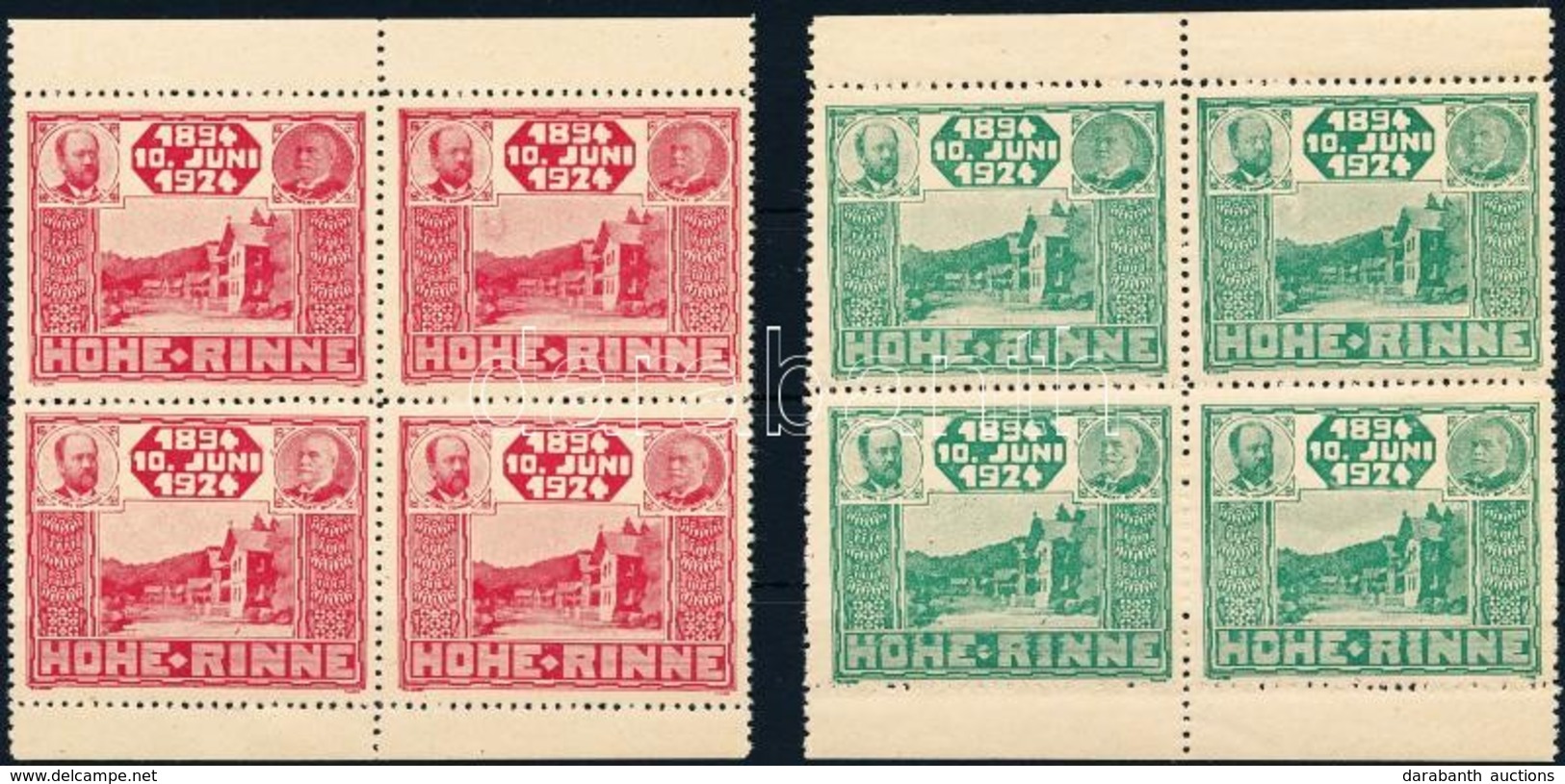 ** 1924 Hohe Rinne Sor ívszéli Négyes Tömbökben / Hohe Rinne Set Blocks Of 4 - Sonstige & Ohne Zuordnung