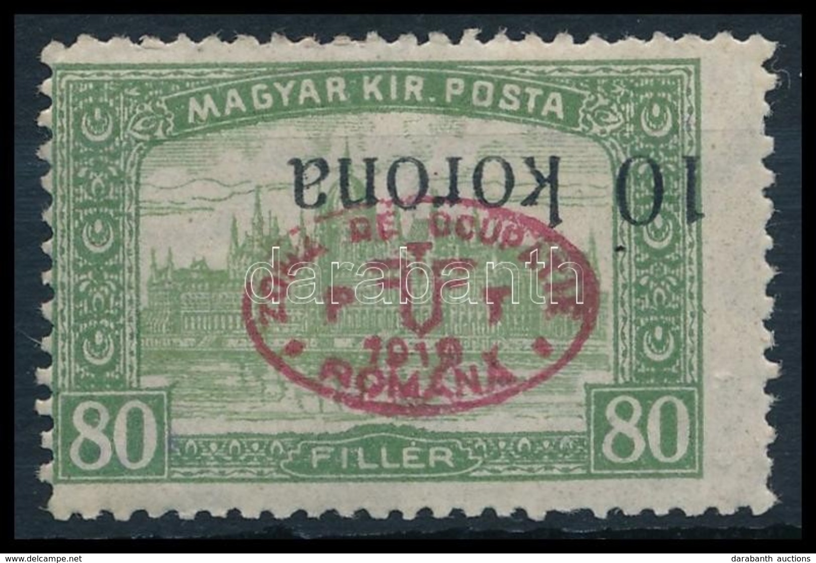 ** Debrecen I. 1919 Parlament 10K/80f Fordított értékjelzéssel (60.000) / Mi 36 With Shifted Overprint Of Number. Signed - Sonstige & Ohne Zuordnung