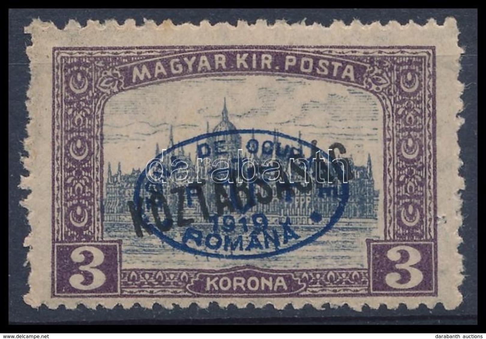 ** Debrecen I. 1919 Parlament/Köztársaság 3K Kék Felülnyomással (25.000) / Mi 53 C, With Blue Overprint. Signed: Bodor - Sonstige & Ohne Zuordnung