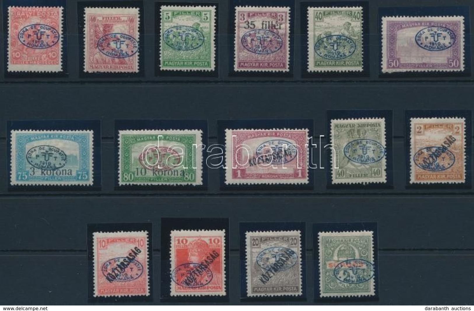 ** * Debrecen I. 1919 15 Klf Bélyeg (53.000) / 15 Different Stamps. Signed: Bodor - Autres & Non Classés