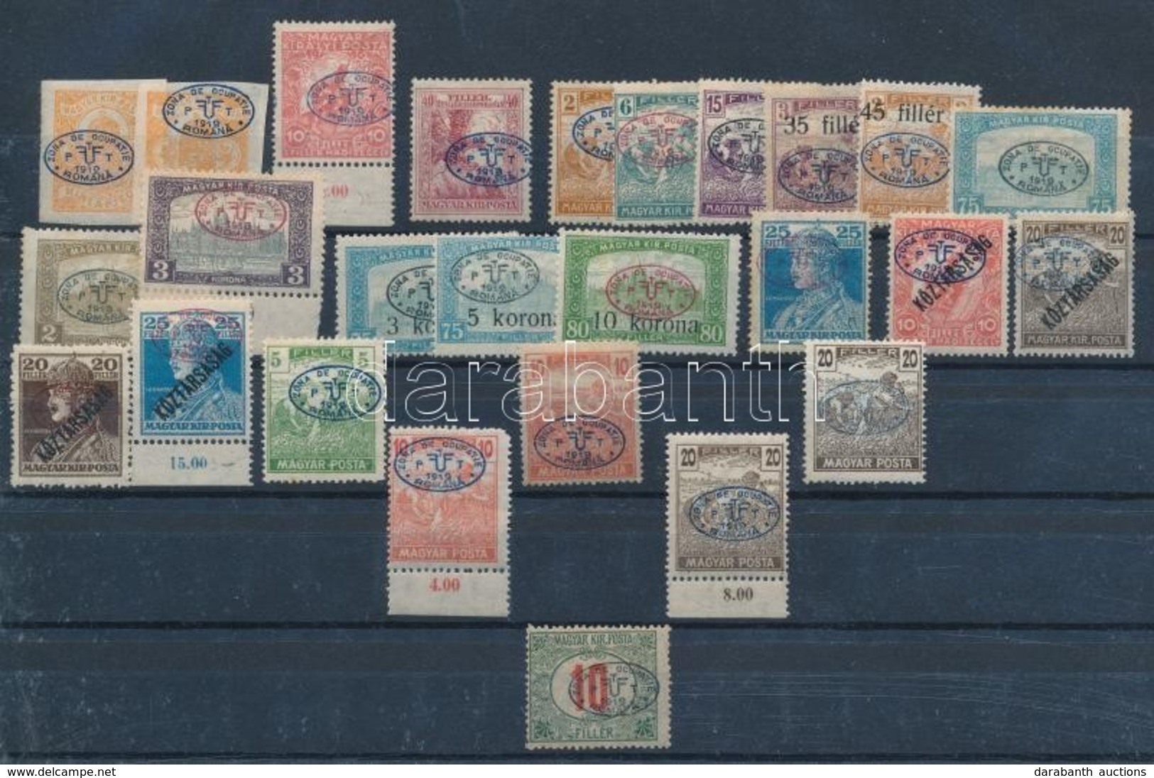 ** * Debrecen I. 1919 26 Db Bélyeg, Közte ívszéli értékek, Eltolódott Felülnyomás, Lemezhibák / 26 Stamps, Few With Marg - Sonstige & Ohne Zuordnung