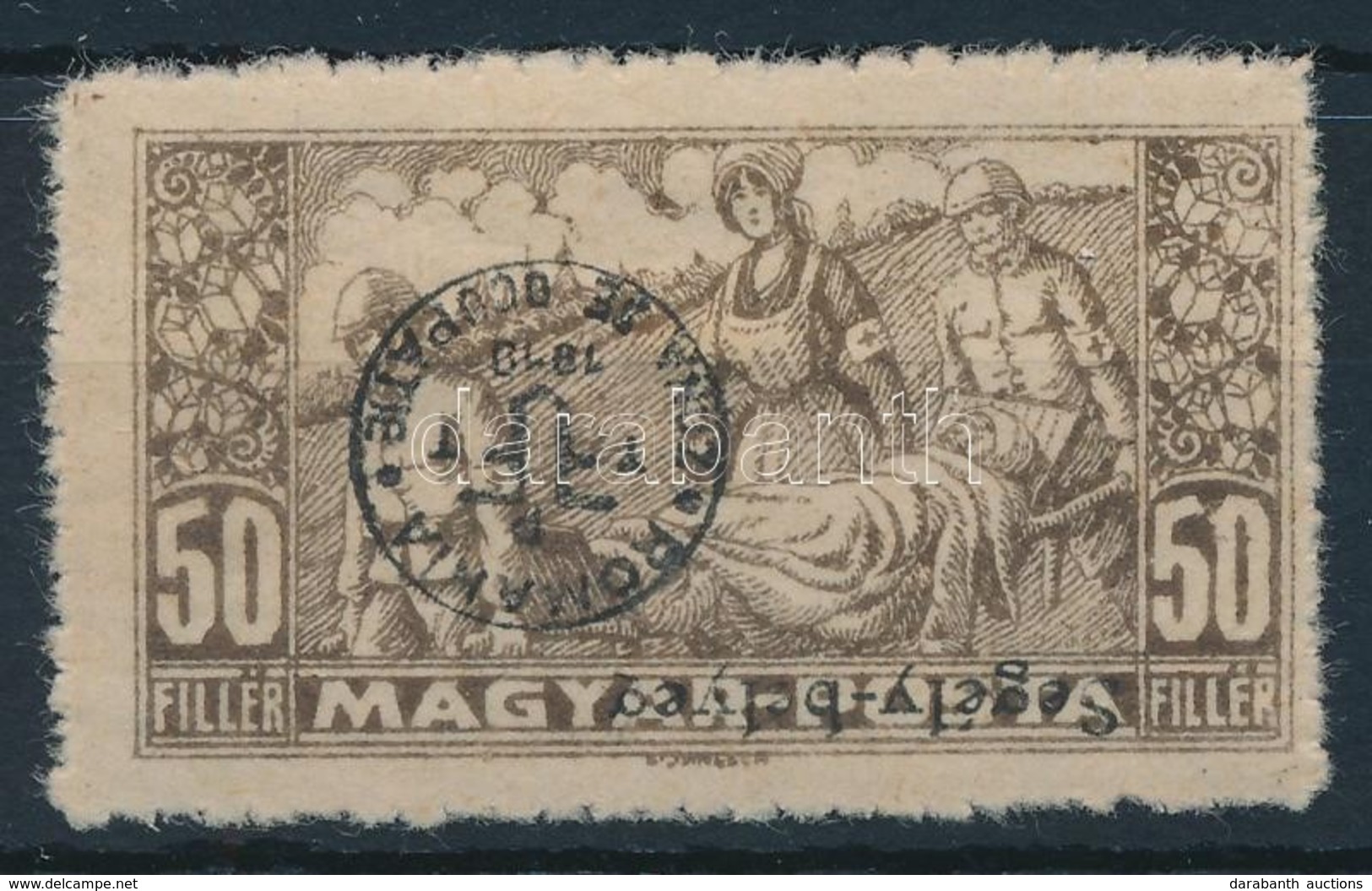 * Debrecen II. 1920 Segélybélyeg 50f Fordított Felülnyomással (12.500) / Mi 100x With Inverted Overprint. Signed: Bodor - Other & Unclassified