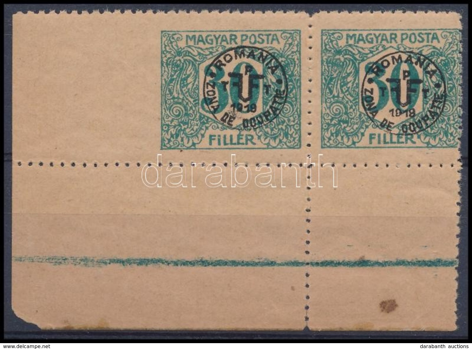 ** Debrecen II. 1920 Portó 30f ívszéli Pár, Bal Oldalon Fogazatlan / Mi P20 Pair, Imperforate On The Left Side. Signed:  - Autres & Non Classés