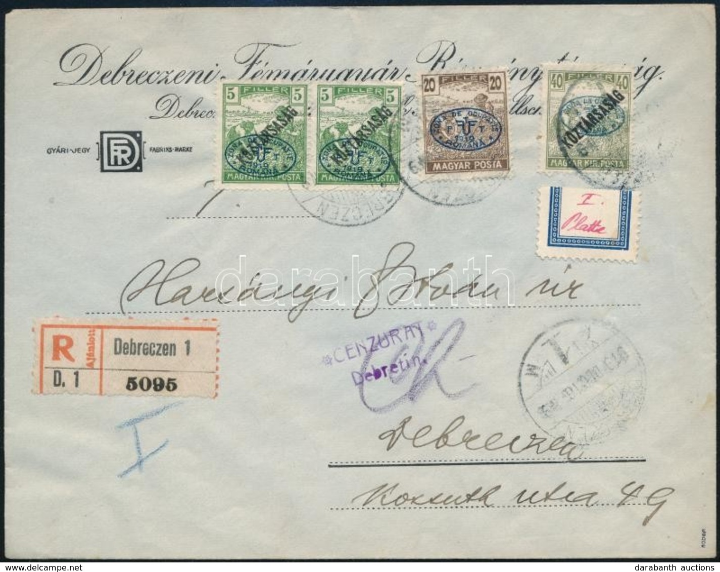 1919 Debrecen Helyi Ajánlott Levél 4 Bélyeges Bérmentesítéssel (80.000) / Debrecen Local Registered Cover. Signed: Bodor - Sonstige & Ohne Zuordnung