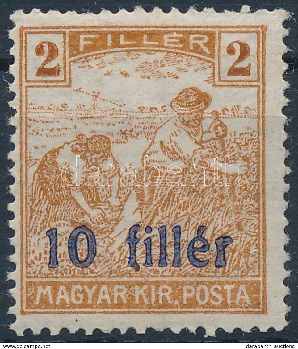 * 1919 Arató 10f Vastag, Torzult Felülnyomással / Mi 1a With Overprint Variety. Signed: Bodor - Sonstige & Ohne Zuordnung