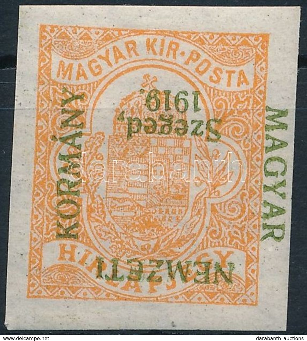 * Szeged 1919 Hírlapbélyeg Fordított Felülnyomással (20.000) / Mi 1 With Inverted Overprint. Signed: Bodor - Sonstige & Ohne Zuordnung