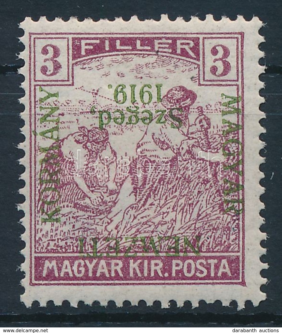 * Szeged 1919 Arató 3f Fordított Felülnyomással (20.000) / Mi 7 With Inverted Overprint. Signed: Bodor - Other & Unclassified