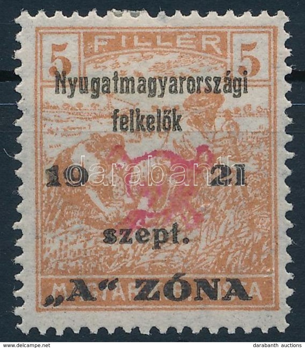 * Nyugat-Magyarország II. 1921 Arató 5f (12.500) / Mi 11 Signed: Bodor - Autres & Non Classés