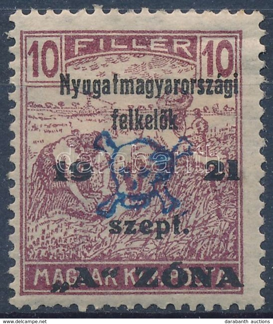 * Nyugat-Magyarország II. 1921 Arató 10f / Mi 12 Signed: Bodor (törött / Folded) - Autres & Non Classés
