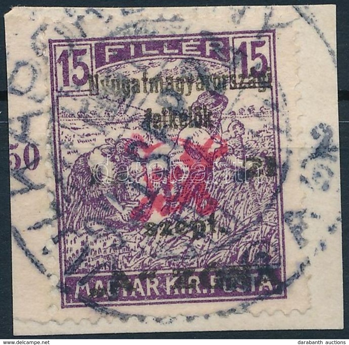 Nyugat-Magyarország II. 1921 Arató 15f (25.000) / Mi 13 Signed: Bodor - Autres & Non Classés