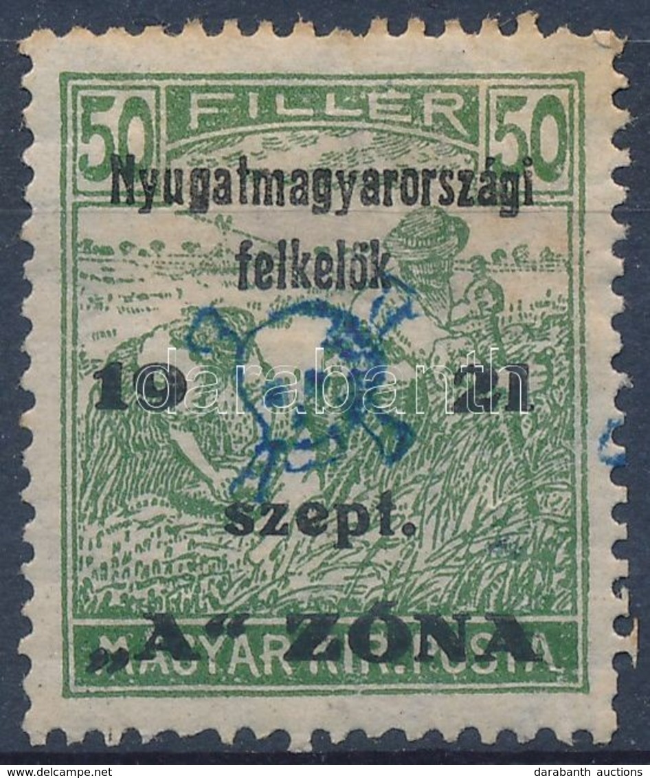 * Nyugat-Magyarország II. 1921 Arató 50f / Mi 16 Signed: Bodor (rozsda / Stain) - Autres & Non Classés