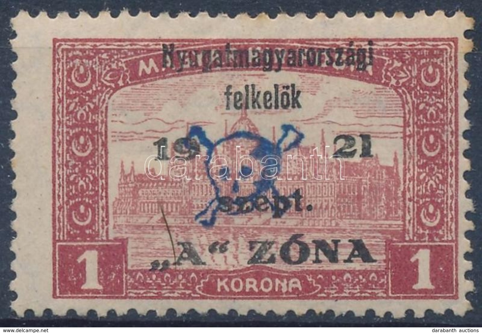 * Nyugat-Magyarország II. 1921 Parlament 1K / Mi 18 Signed: Bodor - Autres & Non Classés