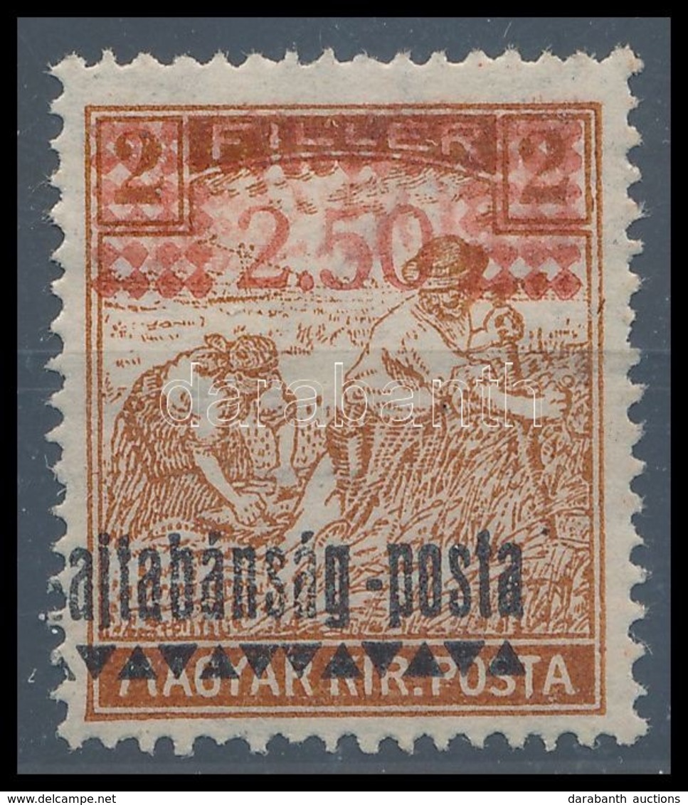 * 1921 2,50 K / 2f Kettős Piros Felülnyomattal, Ritkaság! / Double Red Overprint, RRR! Signed: Bodor - Sonstige & Ohne Zuordnung