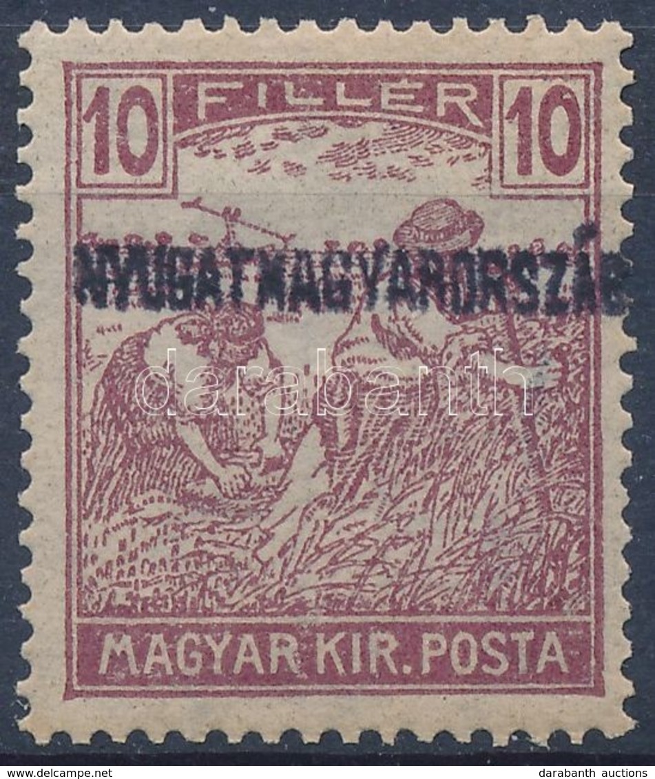 ** Nyugat-Magyarország IV. 1921 10f Hiányos Felülnyomással / Mi 33 With Overprint Error. Signed: Bodor - Autres & Non Classés