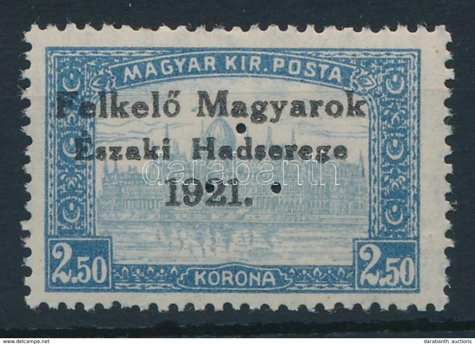 ** Nyugat-Magyarország V. 1921 Parlament 2,50K Hármaslyukasztással (25.000) / Mi 52 With 3-hole Punching. Signed: Bodor - Autres & Non Classés