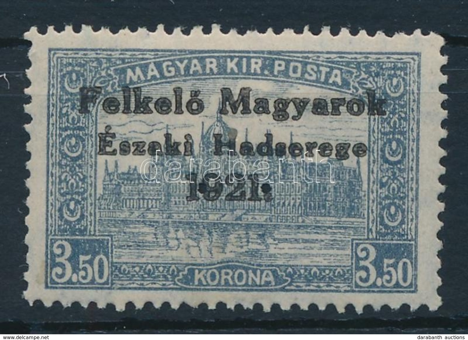 * Nyugat-Magyarország V. 1921 Parlament 3,50K Hármaslyukasztással (12.500) / Mi 54 With 3-hole Punching. Signed: Bodor - Sonstige & Ohne Zuordnung