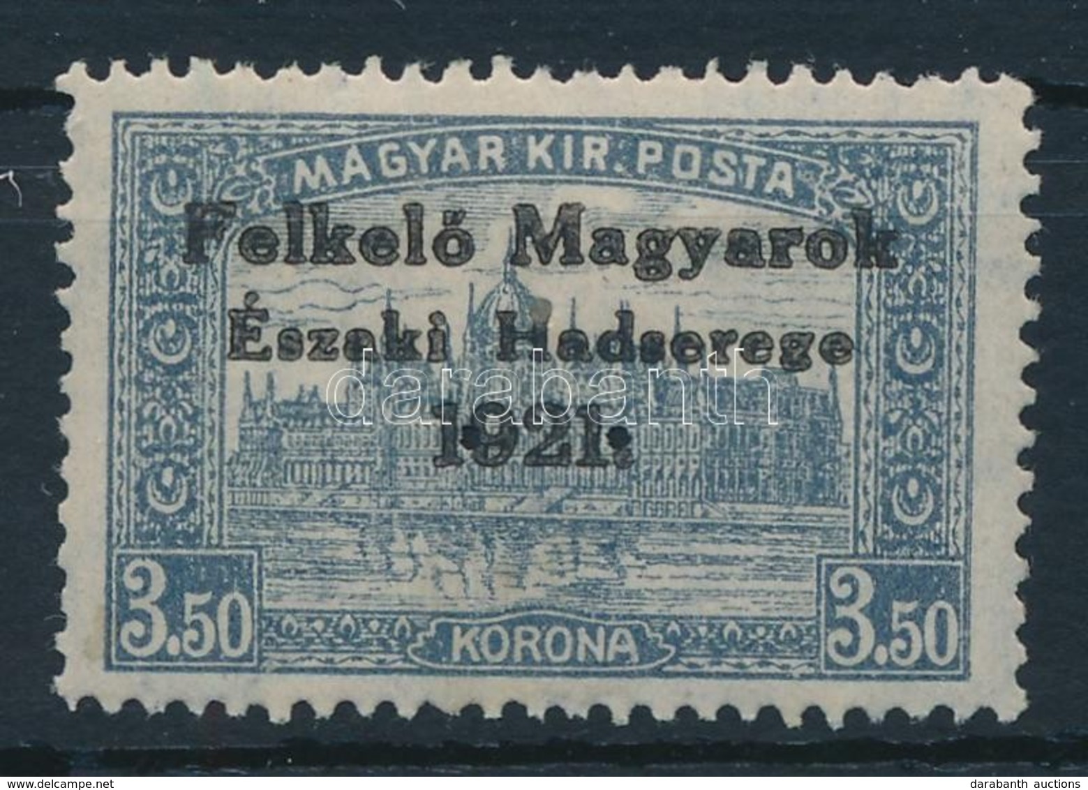 * Nyugat-Magyarország V. 1921 Parlament 3,50K Hármaslyukasztással (12.500) / Mi 54 With 3-hole Punching. Signed: Bodor - Autres & Non Classés