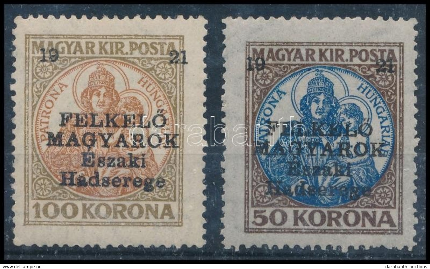 ** Nyugat-Magyarország V. 1921 Koronás Madonna 50K és 100K (120.000) / Mi 57-58 Signed: Bodor - Autres & Non Classés