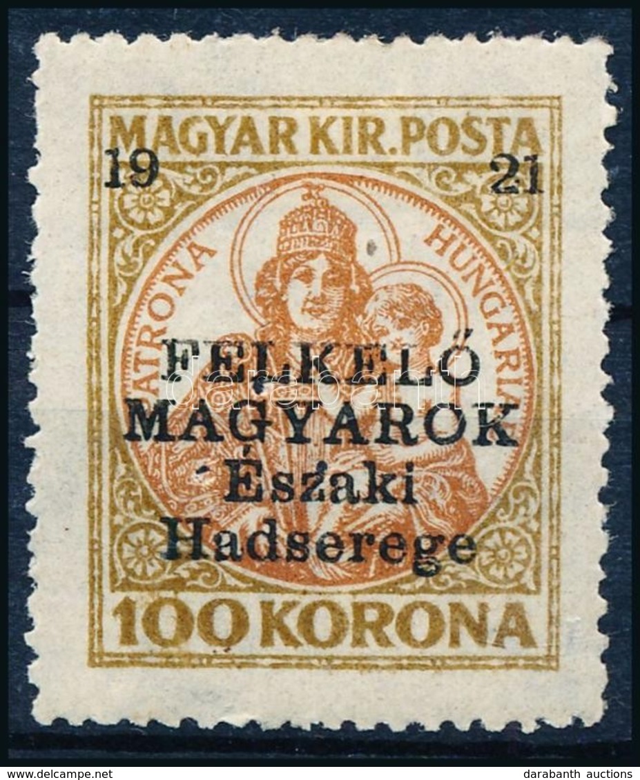 * Nyugat-Magyarország V. 1921 Koronás Madonna 100K Hármas Lyukasztással / Mi 59 With 3 Hole Punching, Signed: Bodor - Sonstige & Ohne Zuordnung