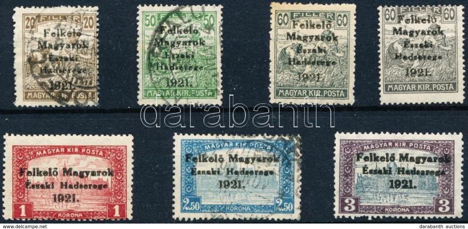 ** * O Nyugat-Magyarország V. 1921 7 Db Bélyeg Kisebb Hibákkal / Mi 46, 48, 50, 52, 53 With Minor Faults, Signed: Bodor - Autres & Non Classés