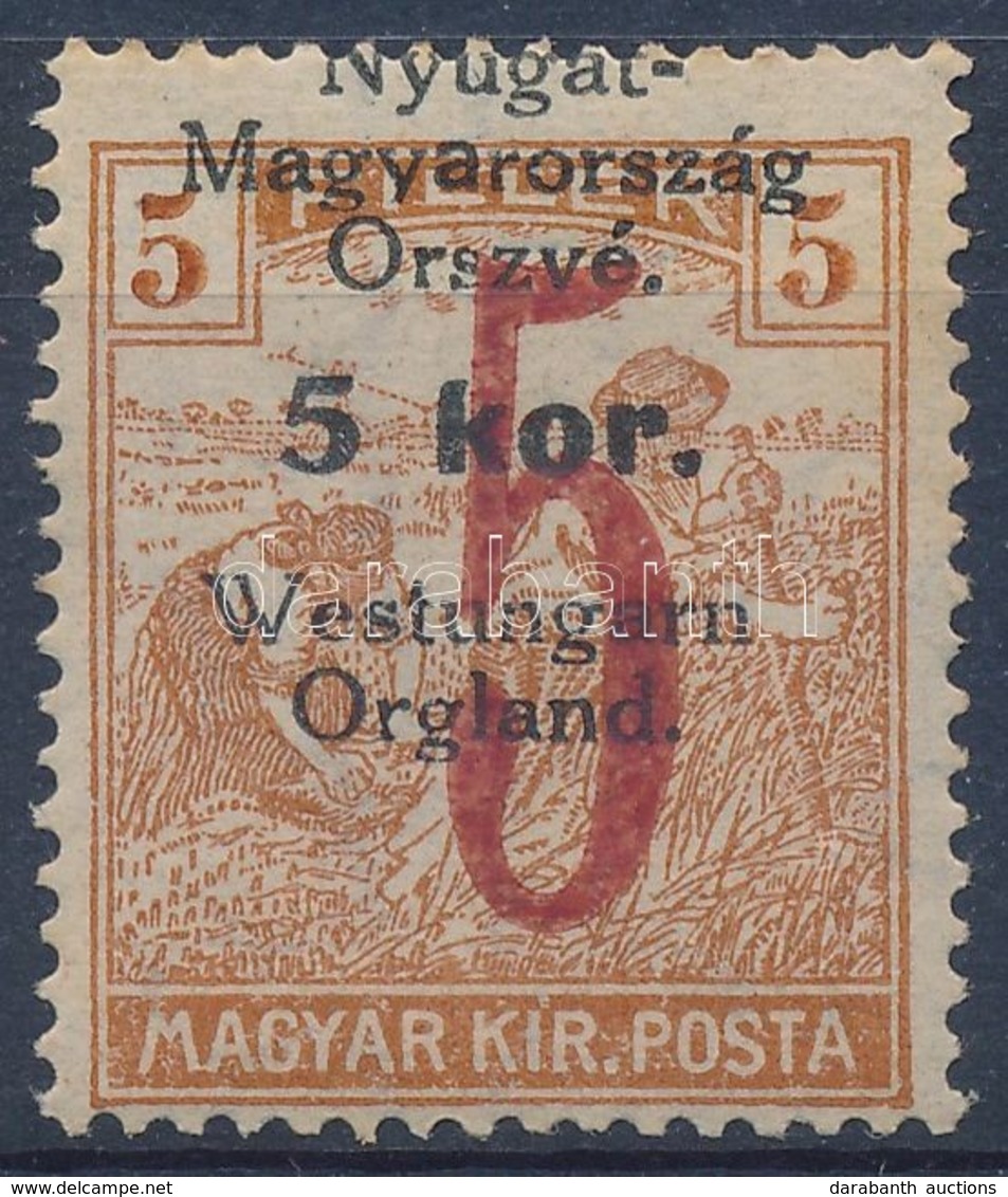 ** Nyugat-Magyarország VI. 1921 5K/5f Látványosan Elcsúszott Felülnyomással / Mi 67 With Shifted Overprint. Signed: Bodo - Sonstige & Ohne Zuordnung