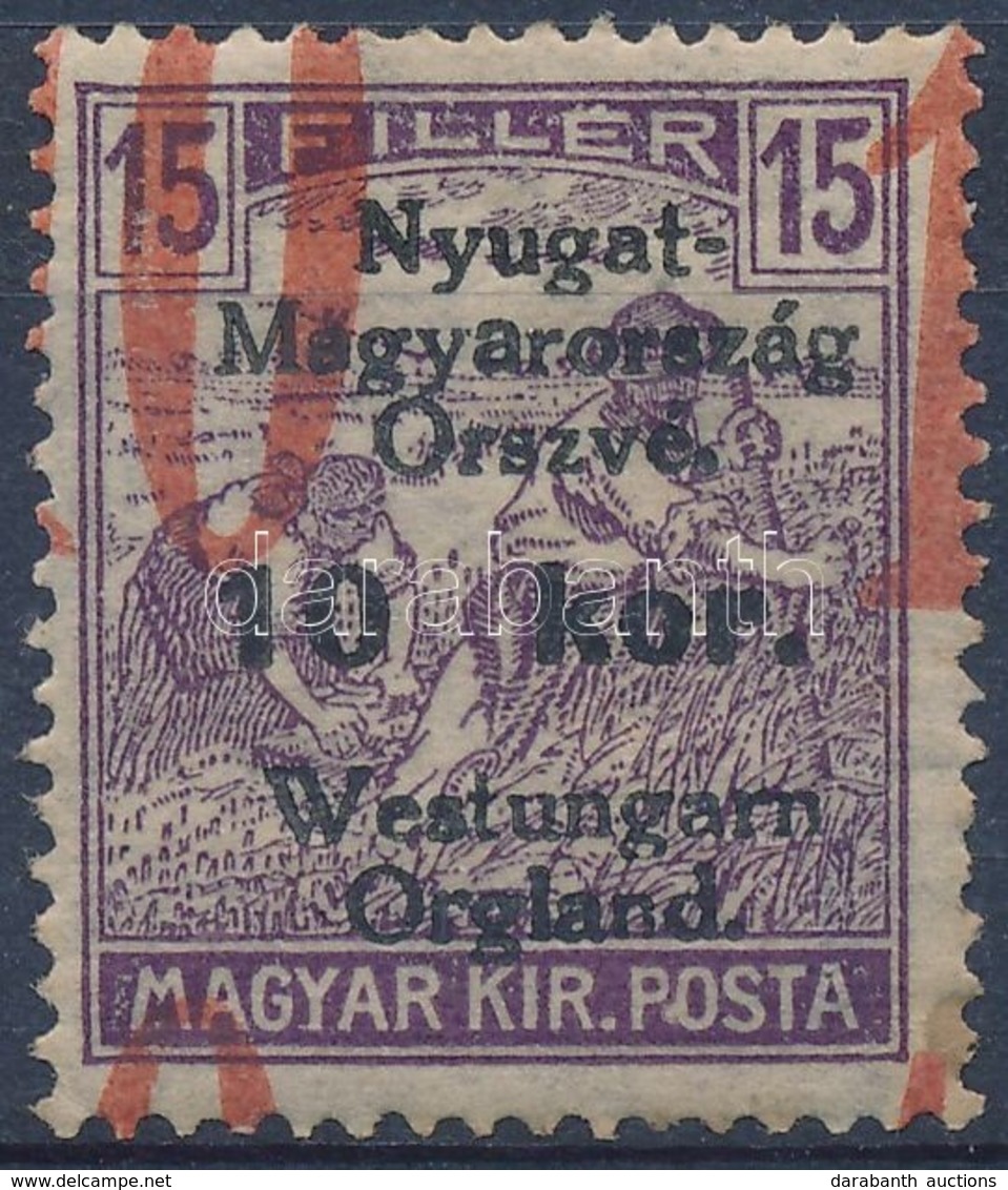 ** Nyugat-Magyarország VI. 1921 10K/15f Látványosan Elcsúszott Felülnyomással / Mi 68 With Shifted Overprint. Signed: Bo - Autres & Non Classés