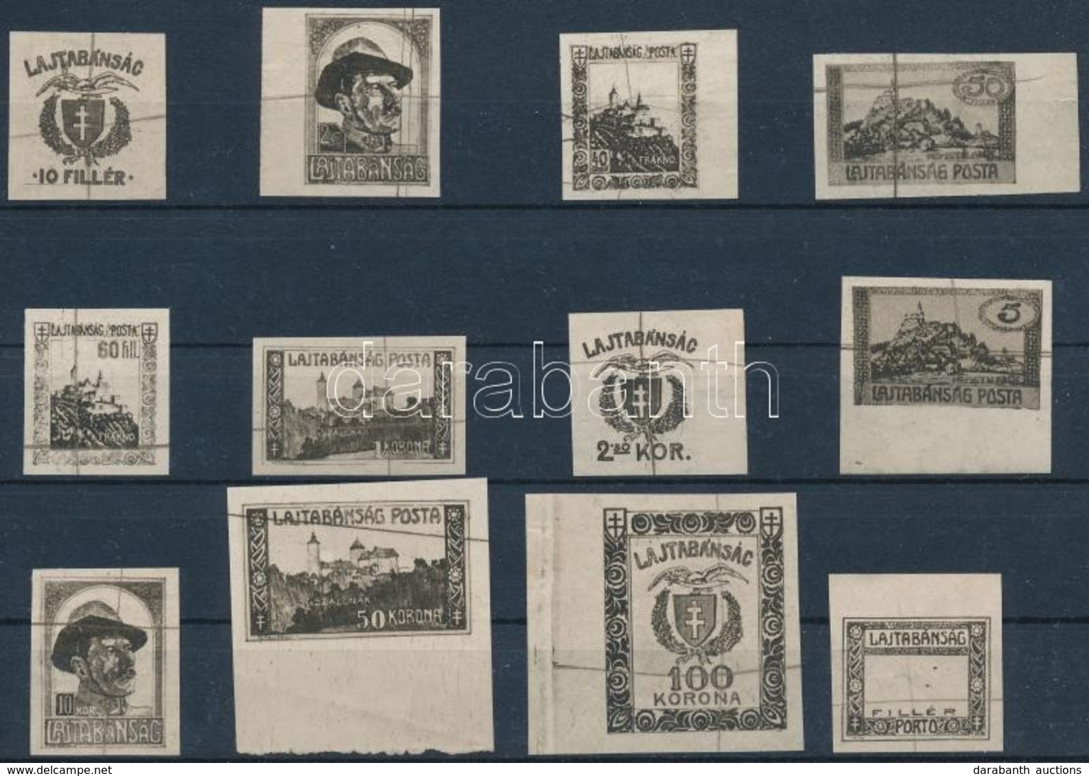 (*) Nyugat-Magyarország VII. 1921 12 Db Vágott Fekete Próbanyomat / 12 Imperforate Black Print Proofs. Signed: Bodor - Sonstige & Ohne Zuordnung