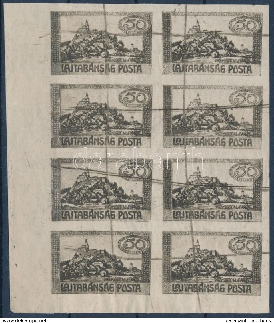 (*) Nyugat-Magyarország (VII.) 1921 Fogazatlan Próbanyomat 50f 8-as Tömbben / Mi 73 Imperforate Proof Block Of 8 - Sonstige & Ohne Zuordnung