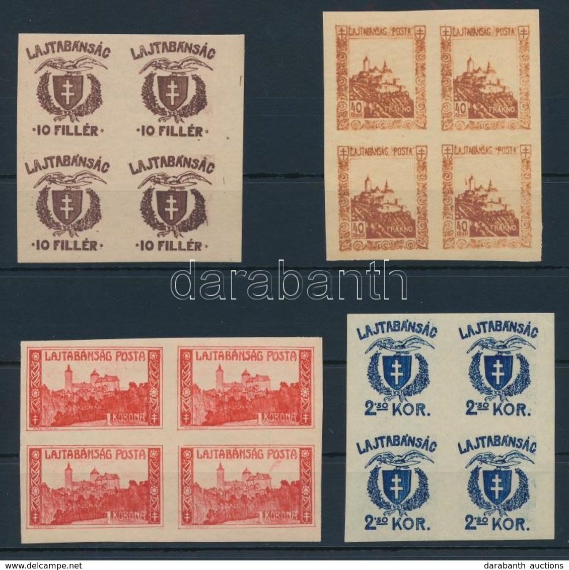 ** Nyugat-Magyarország VII. 1921 4 Klf Vágott érték Négyestömbökben (24.000) / 4 Different Imperforate Blocks Of 4. Sign - Sonstige & Ohne Zuordnung