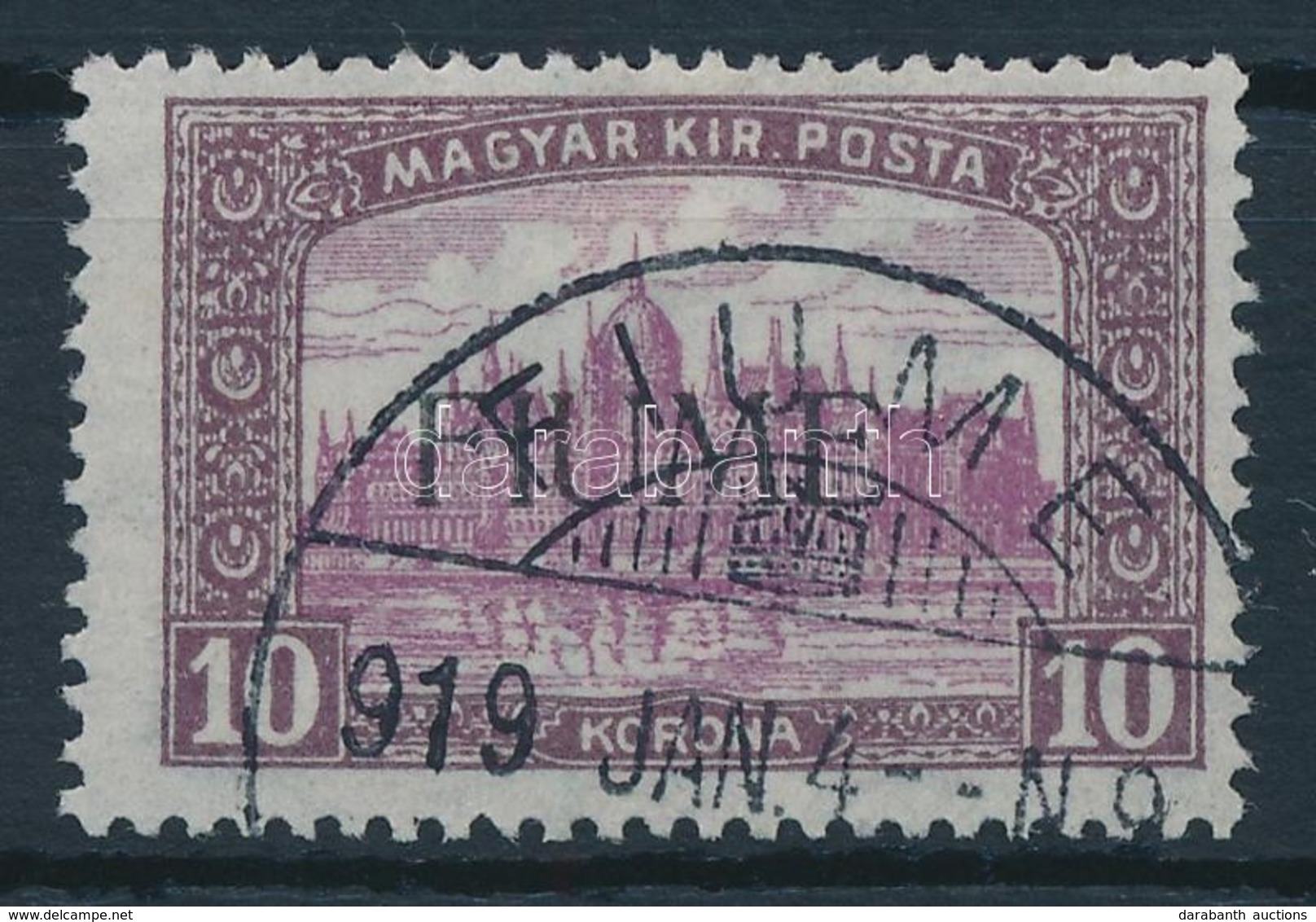 O Fiume 1918 Parlament 10K Gépi II. Felülnyomással (30.000) / Mi 25 With Machine Overprint II. Signed: Bodor - Autres & Non Classés